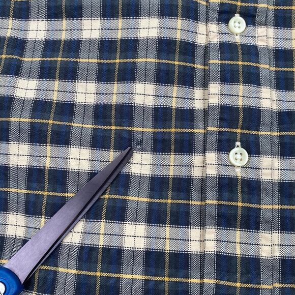 VINTAGE Ralph Lauren Shirt Mens 2XLT Tall Beige Black Check Woven Button Down - Picture 16 of 16